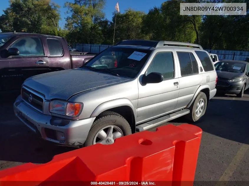 2002 Nissan Pathfinder Se VIN: JN8DR09Y42W700334 Lot: 40428481