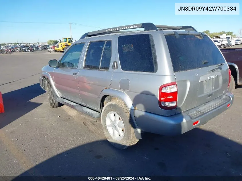 2002 Nissan Pathfinder Se VIN: JN8DR09Y42W700334 Lot: 40428481