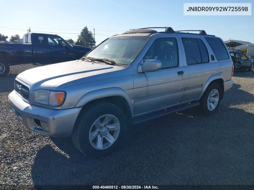 2002 Nissan Pathfinder Le/Se VIN: JN8DR09Y92W725598 Lot: 40460512