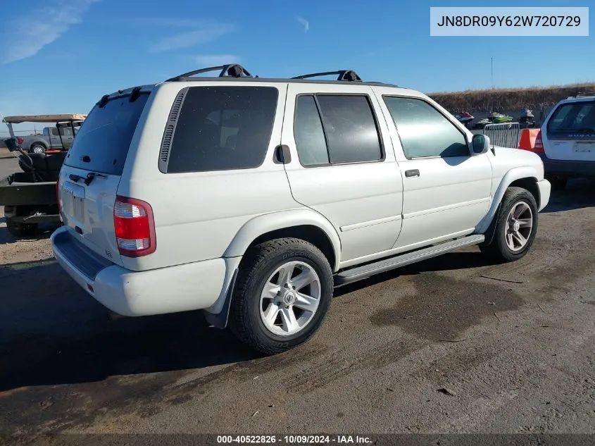 2002 Nissan Pathfinder Le VIN: JN8DR09Y62W720729 Lot: 40522826