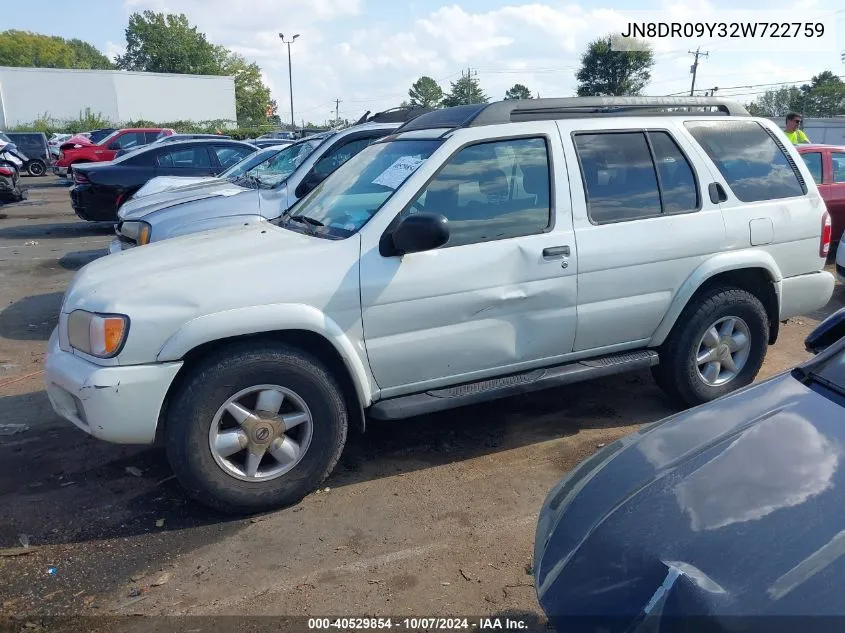 2002 Nissan Pathfinder Se VIN: JN8DR09Y32W722759 Lot: 40529854