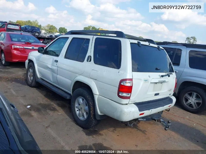 2002 Nissan Pathfinder Se VIN: JN8DR09Y32W722759 Lot: 40529854