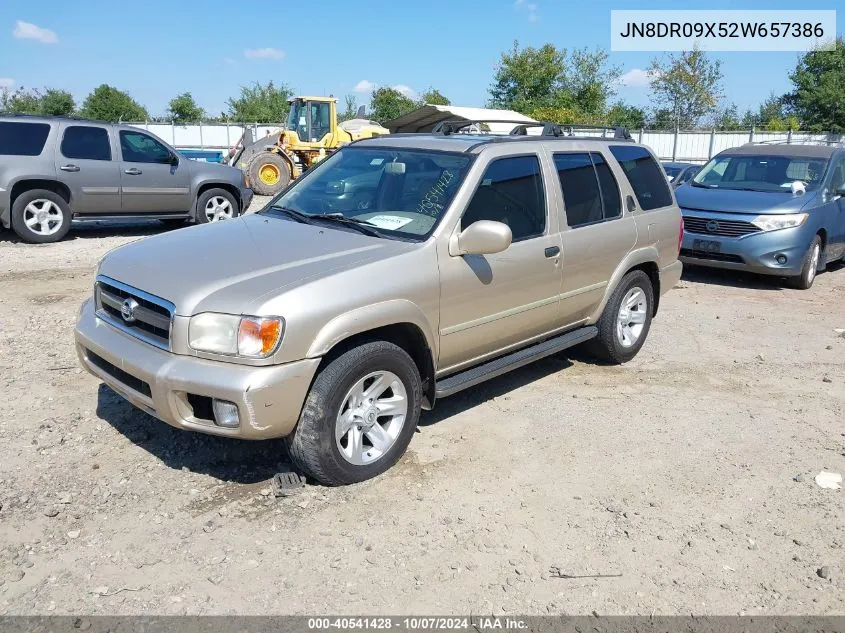 2002 Nissan Pathfinder Le VIN: JN8DR09X52W657386 Lot: 40541428