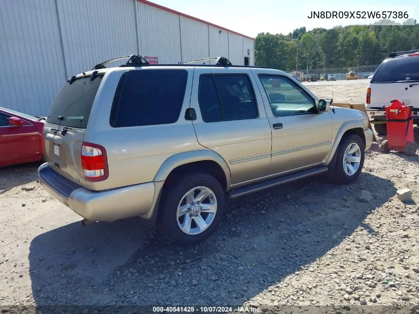 2002 Nissan Pathfinder Le VIN: JN8DR09X52W657386 Lot: 40541428