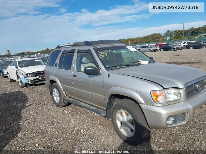 2002 Nissan Pathfinder Se VIN: JN8DR09Y42W735181 Lot: 40586238