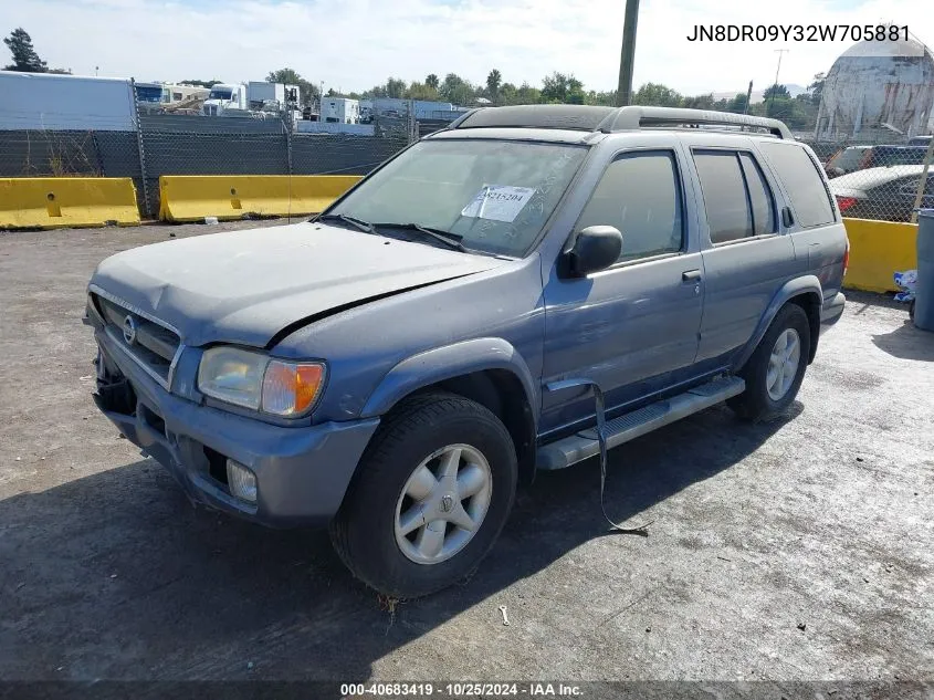 2002 Nissan Pathfinder Se VIN: JN8DR09Y32W705881 Lot: 40683419