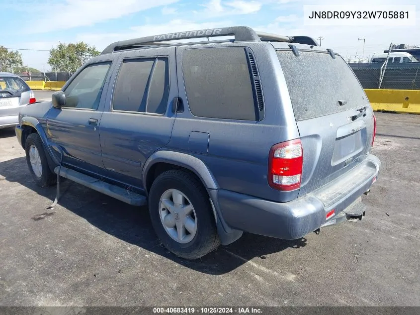 2002 Nissan Pathfinder Se VIN: JN8DR09Y32W705881 Lot: 40683419