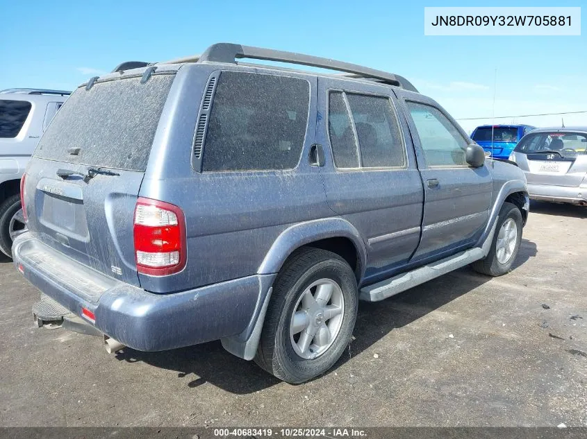 2002 Nissan Pathfinder Se VIN: JN8DR09Y32W705881 Lot: 40683419