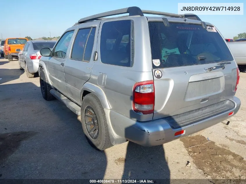 2002 Nissan Pathfinder Se VIN: JN8DR09Y42W714928 Lot: 40838475