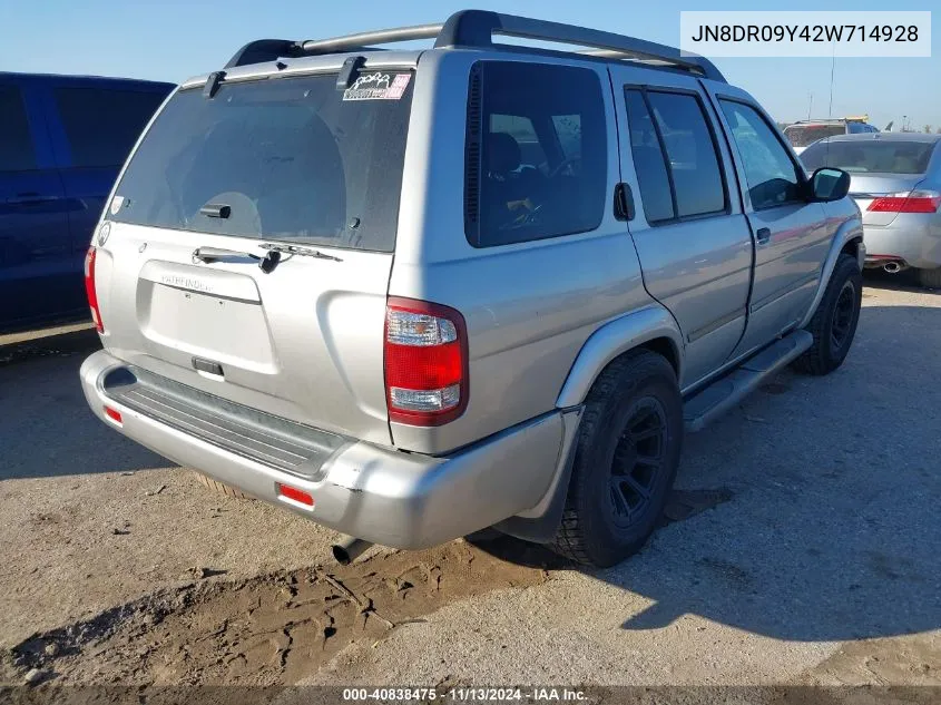 2002 Nissan Pathfinder Se VIN: JN8DR09Y42W714928 Lot: 40838475