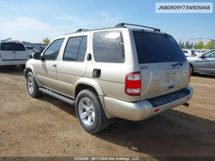 2003 Nissan Pathfinder Le VIN: JN8DR09Y73W835468 Lot: 12102424