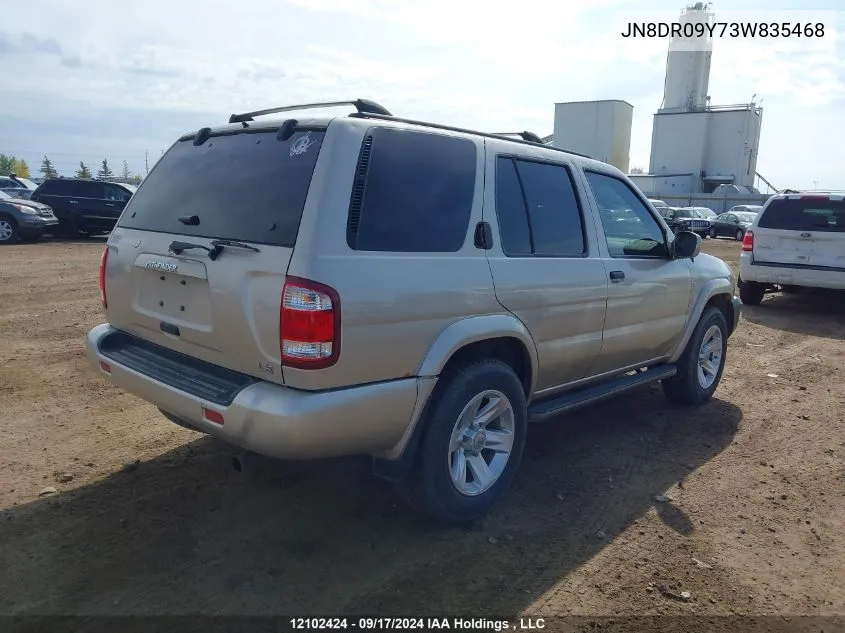 2003 Nissan Pathfinder Le VIN: JN8DR09Y73W835468 Lot: 12102424