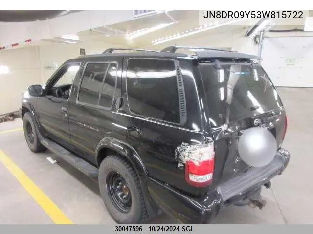 2003 Nissan Pathfinder Le/Se VIN: JN8DR09Y53W815722 Lot: 30047596