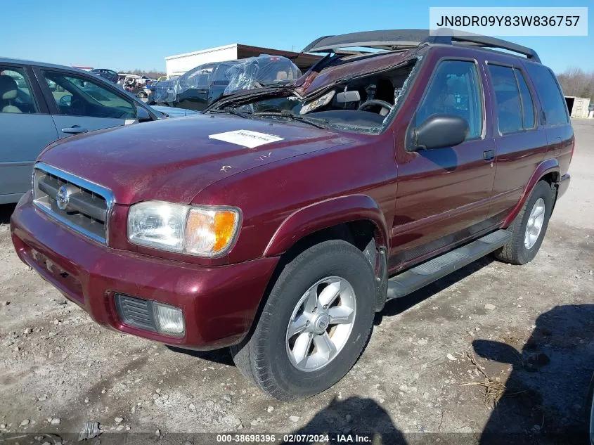 2003 Nissan Pathfinder Se VIN: JN8DR09Y83W836757 Lot: 38698396