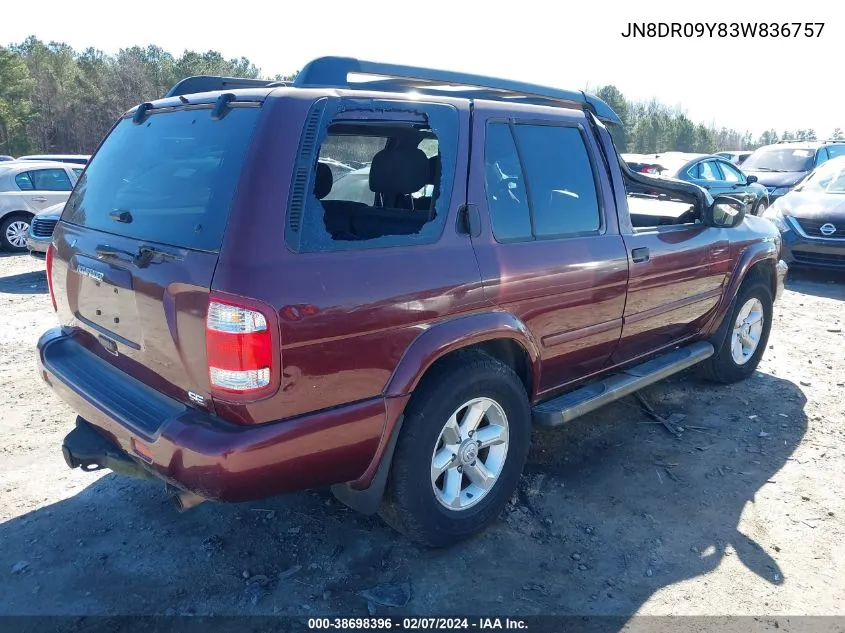 2003 Nissan Pathfinder Se VIN: JN8DR09Y83W836757 Lot: 38698396