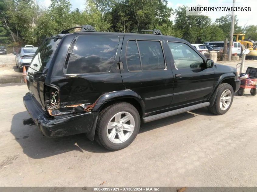 2003 Nissan Pathfinder Le VIN: JN8DR09Y23W835698 Lot: 39997921