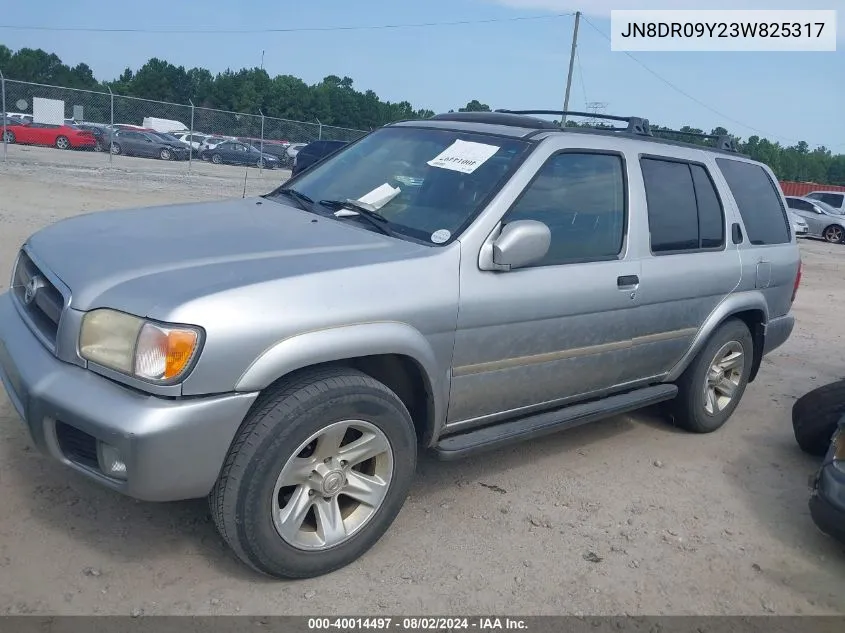 2003 Nissan Pathfinder Le VIN: JN8DR09Y23W825317 Lot: 40014497