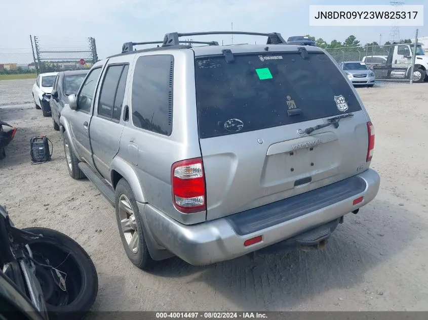 2003 Nissan Pathfinder Le VIN: JN8DR09Y23W825317 Lot: 40014497