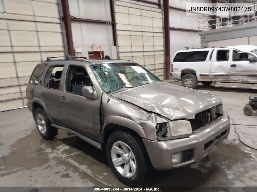 2003 Nissan Pathfinder Le VIN: JN8DR09Y43W802475 Lot: 40099244