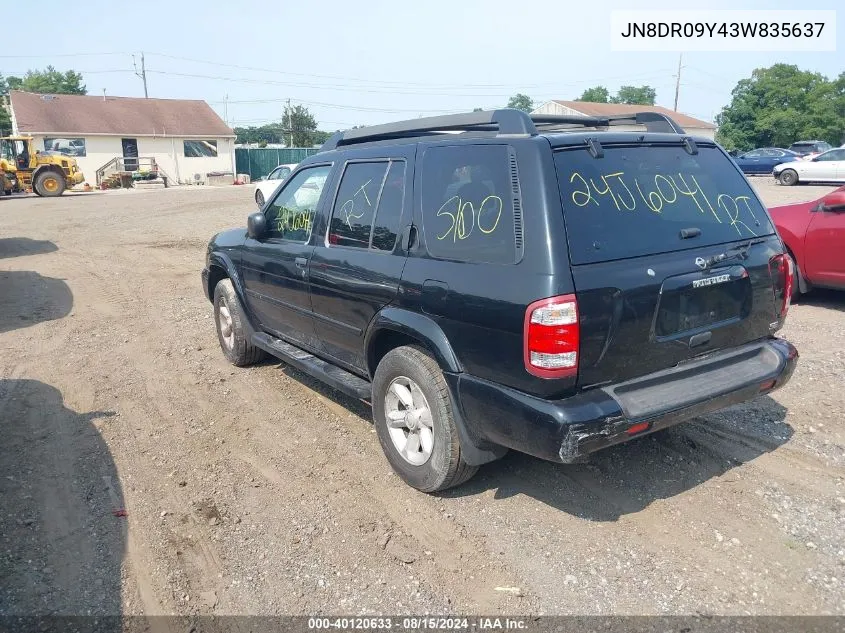 2003 Nissan Pathfinder Se VIN: JN8DR09Y43W835637 Lot: 40120633