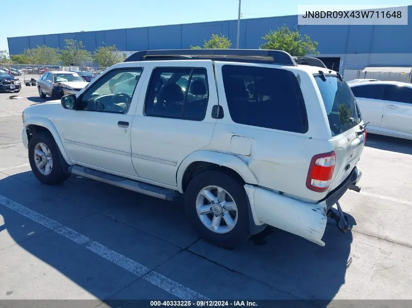 2003 Nissan Pathfinder Se VIN: JN8DR09X43W711648 Lot: 40333225