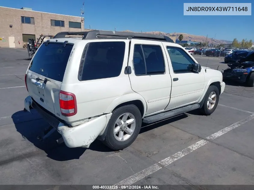 2003 Nissan Pathfinder Se VIN: JN8DR09X43W711648 Lot: 40333225