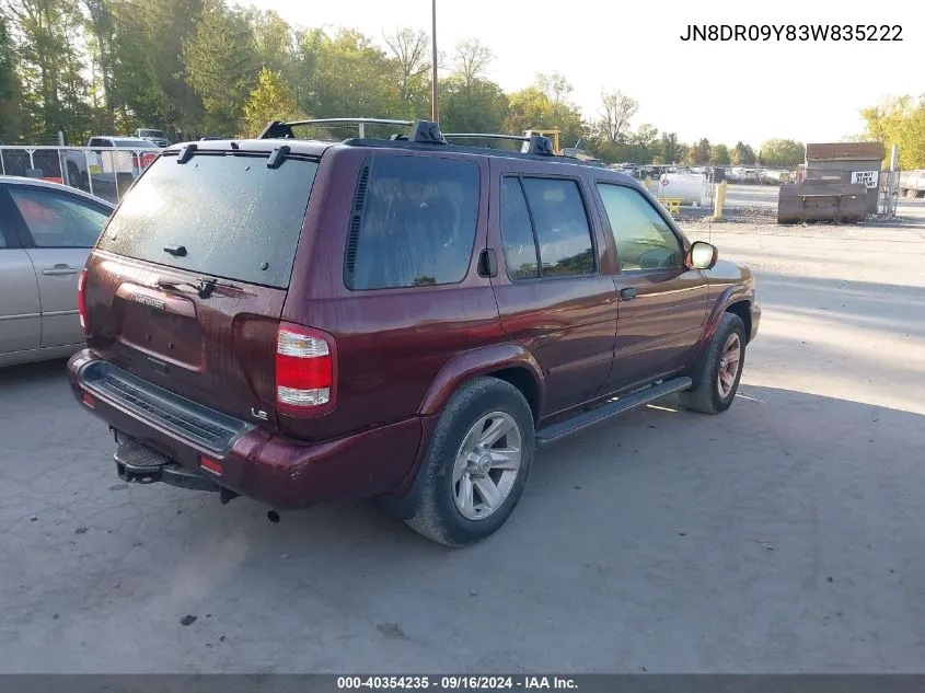 2003 Nissan Pathfinder Le/Se VIN: JN8DR09Y83W835222 Lot: 40354235