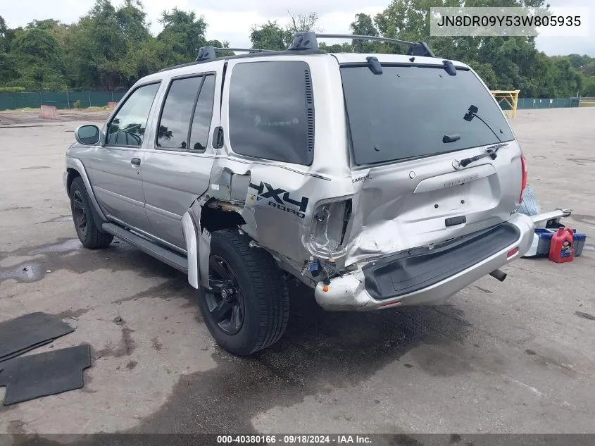 2003 Nissan Pathfinder Le VIN: JN8DR09Y53W805935 Lot: 40380166