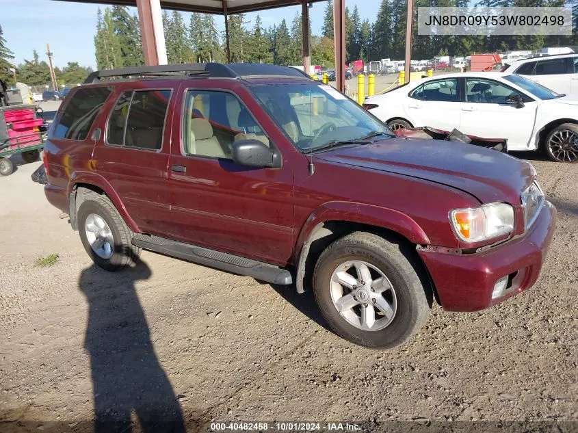 2003 Nissan Pathfinder Le/Se VIN: JN8DR09Y53W802498 Lot: 40482458