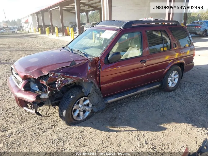 2003 Nissan Pathfinder Le/Se VIN: JN8DR09Y53W802498 Lot: 40482458