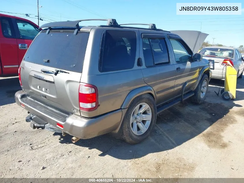 2003 Nissan Pathfinder Le VIN: JN8DR09Y43W805358 Lot: 40655206