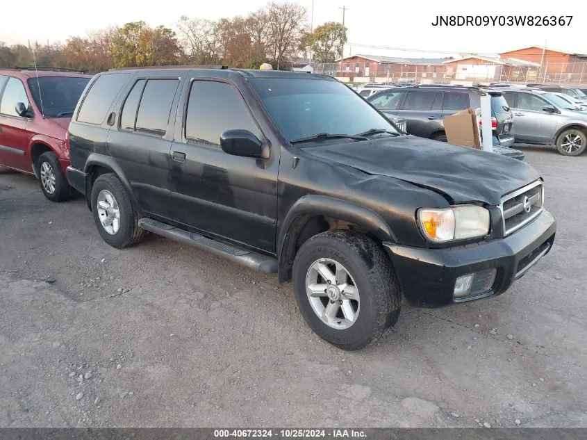 2003 Nissan Pathfinder Le/Se VIN: JN8DR09Y03W826367 Lot: 40672324