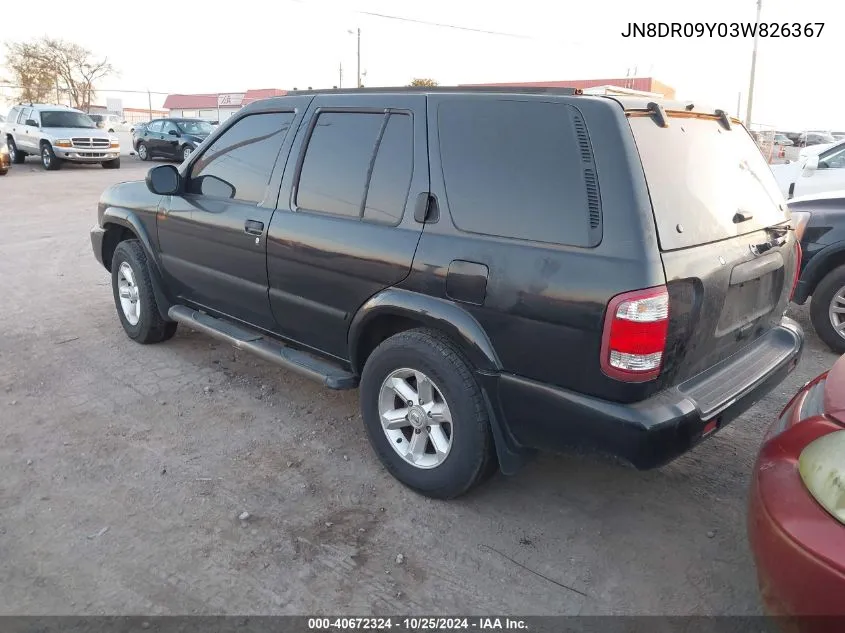 2003 Nissan Pathfinder Le/Se VIN: JN8DR09Y03W826367 Lot: 40672324