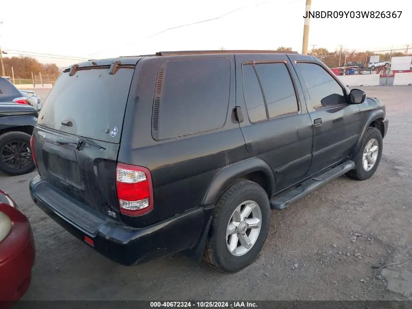 2003 Nissan Pathfinder Le/Se VIN: JN8DR09Y03W826367 Lot: 40672324