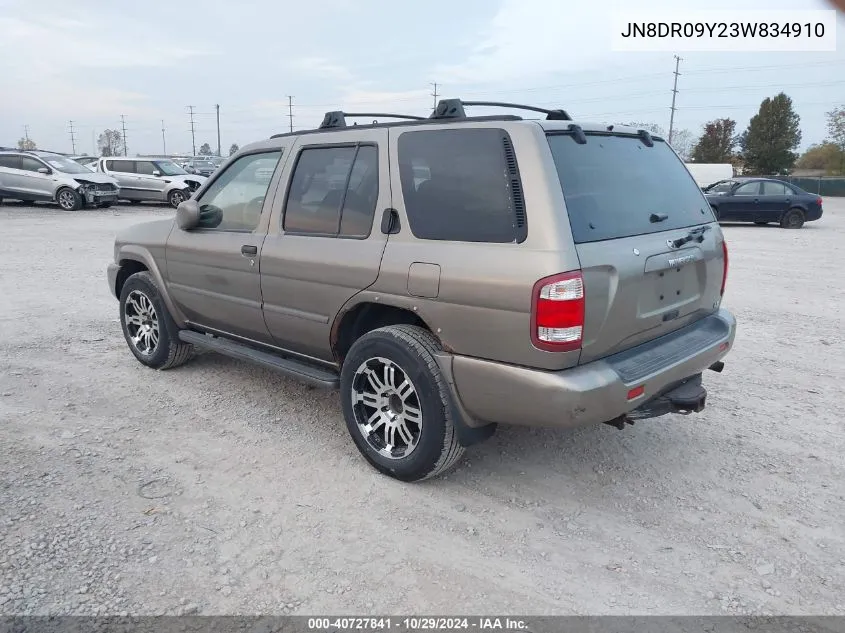 2003 Nissan Pathfinder Le VIN: JN8DR09Y23W834910 Lot: 40727841