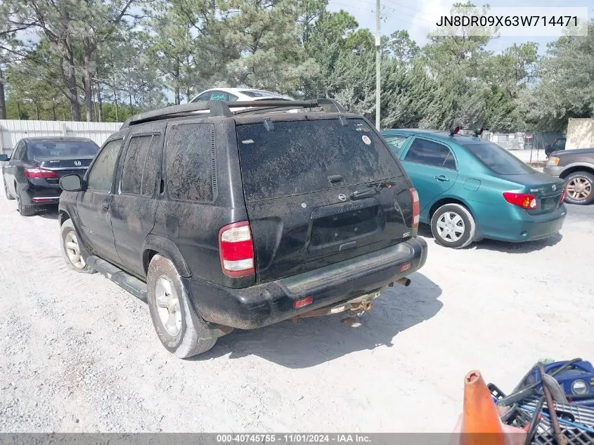 2003 Nissan Pathfinder Se VIN: JN8DR09X63W714471 Lot: 40745755