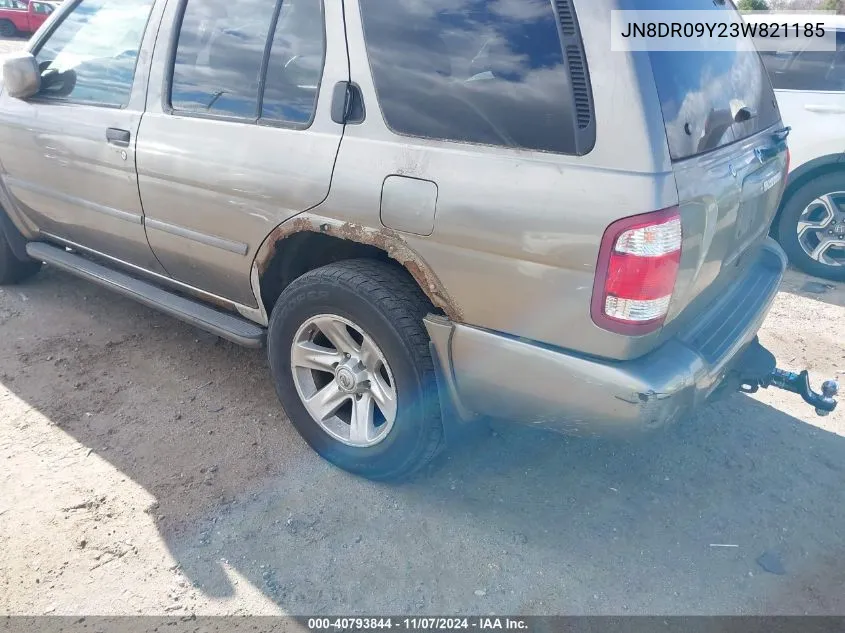 2003 Nissan Pathfinder Le VIN: JN8DR09Y23W821185 Lot: 40793844