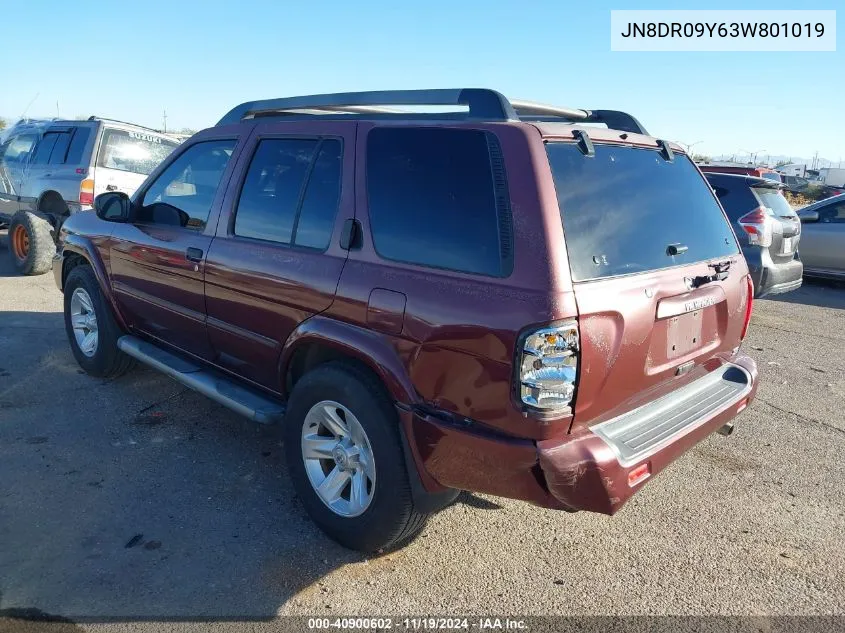 2003 Nissan Pathfinder Se VIN: JN8DR09Y63W801019 Lot: 40900602