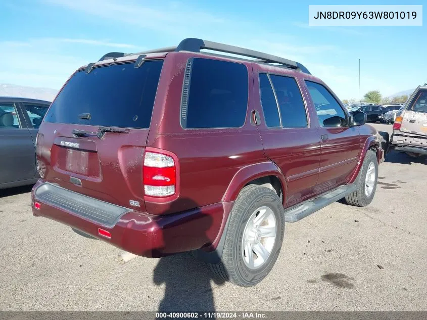 2003 Nissan Pathfinder Se VIN: JN8DR09Y63W801019 Lot: 40900602