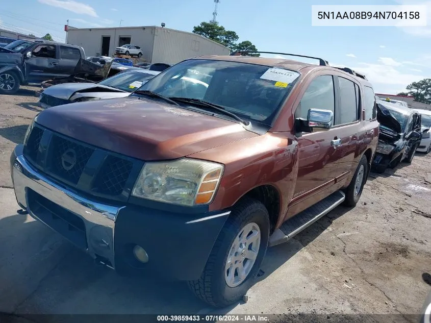 2004 Nissan Pathfinder Armada Se Off-Road VIN: 5N1AA08B94N704158 Lot: 39859433