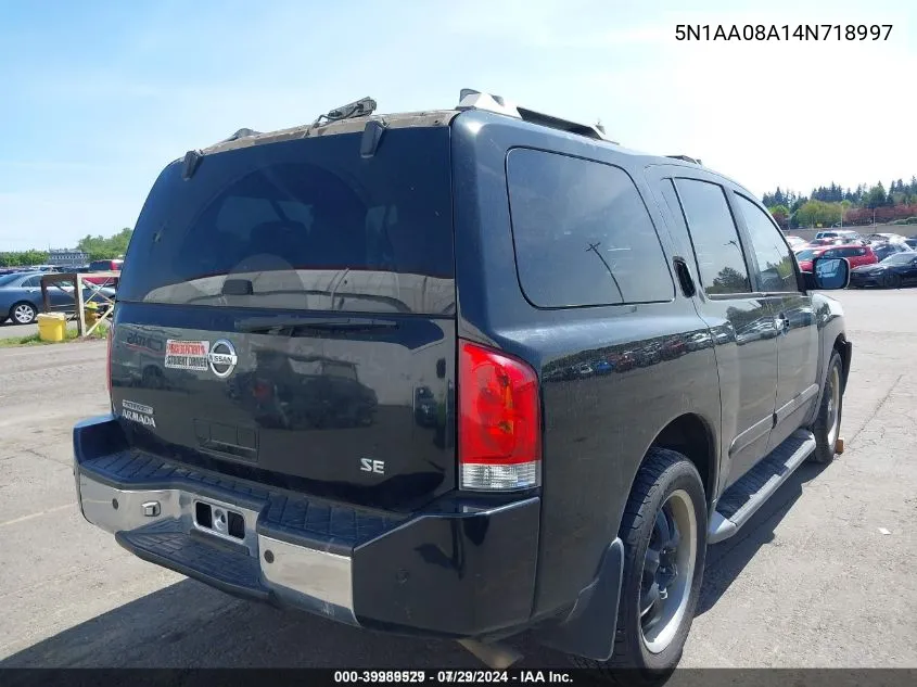 2004 Nissan Pathfinder Armada Se VIN: 5N1AA08A14N718997 Lot: 39989529