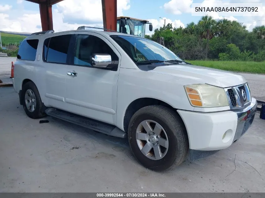 2004 Nissan Pathfinder Armada Le VIN: 5N1AA08A64N737092 Lot: 39992544