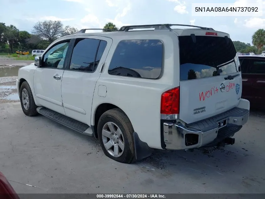 2004 Nissan Pathfinder Armada Le VIN: 5N1AA08A64N737092 Lot: 39992544