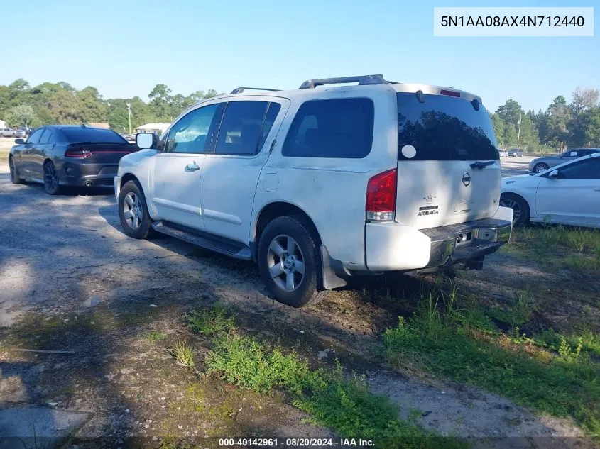 2004 Nissan Pathfinder Armada Se VIN: 5N1AA08AX4N712440 Lot: 40142961