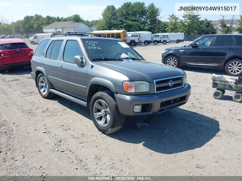 2004 Nissan Pathfinder Le Platinum VIN: JN8DR09Y04W915017 Lot: 40200663