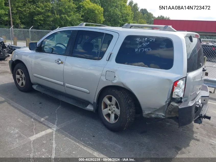 2004 Nissan Pathfinder Armada Se VIN: 5N1AA08A14N723472 Lot: 40292239