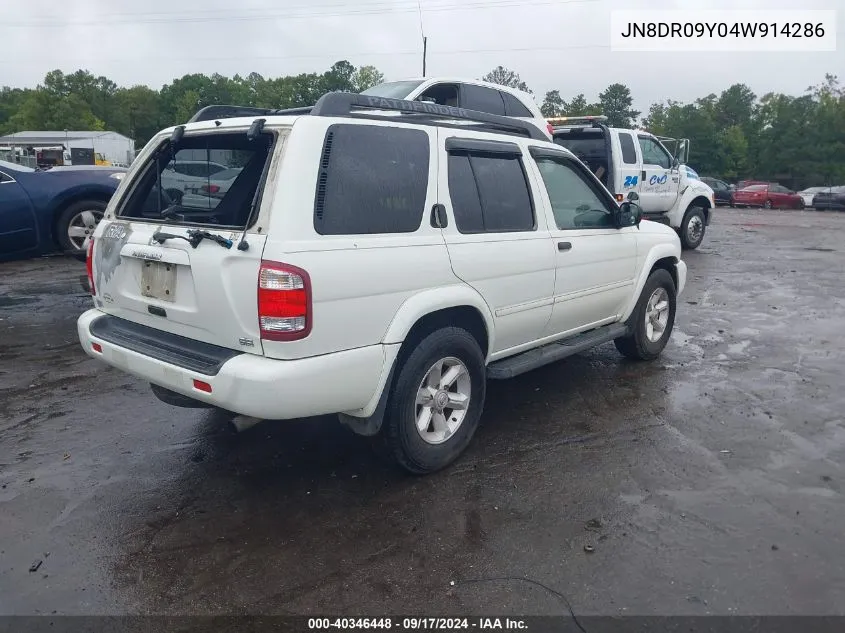 JN8DR09Y04W914286 2004 Nissan Pathfinder Se