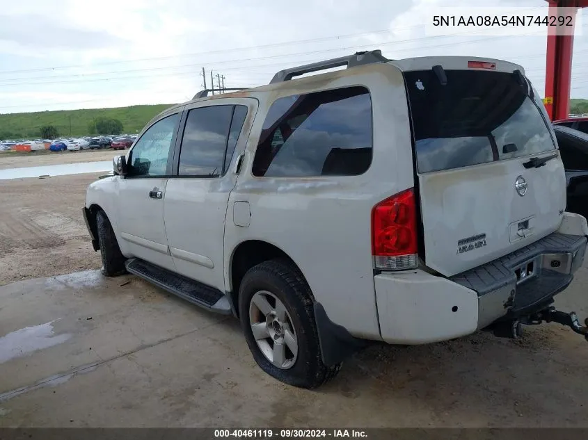 2004 Nissan Pathfinder Armada Se VIN: 5N1AA08A54N744292 Lot: 40461119