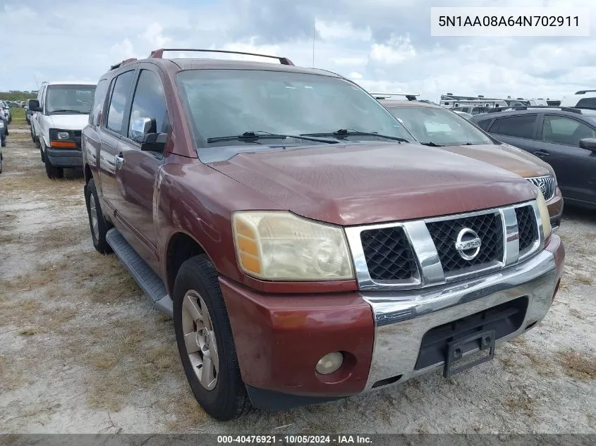 2004 Nissan Pathfinder Armada Le VIN: 5N1AA08A64N702911 Lot: 40476921