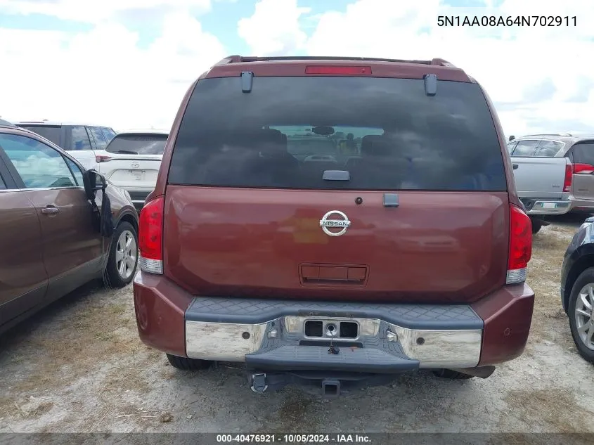 2004 Nissan Pathfinder Armada Le VIN: 5N1AA08A64N702911 Lot: 40476921